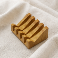 Natural Bamboo Soap Dish – Hollow Drainage Soap Holder with Anti Slip Tray for Bathroom, Kitchen & Shower