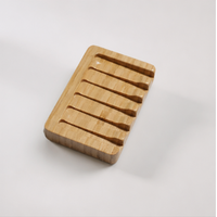 Natural Bamboo Soap Dish – Hollow Drainage Soap Holder with Anti Slip Tray for Bathroom, Kitchen & Shower