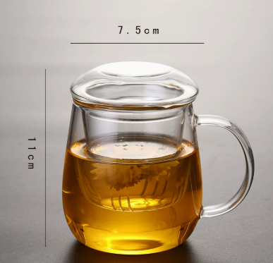 High Borosilicate Glass Tea Cup with Tea Water Separation