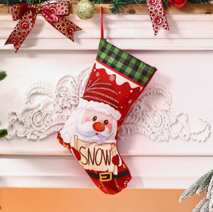 20cm Cartoon Christmas Stocking Gift Bag Santa Snowman Holiday Candy Hanging Decoration