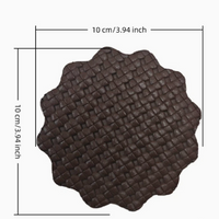 Textured Floral PU Leather Coaster Heat Resistant Table Mat