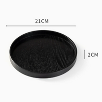 Black Round Wooden Serving Tray, Decorative Wood Tray with Raised Edge