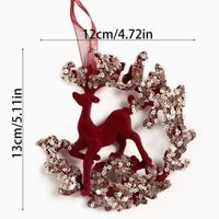 Christmas Glitter Velvet Wreath and Bow Hanging Ornaments