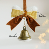 Christmas Velvet Bow Hanging Ornament with Gold Bell
