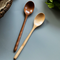 ong Handle Wooden Cooking Spoon, Natural Wood Soup Spoon for Cooking