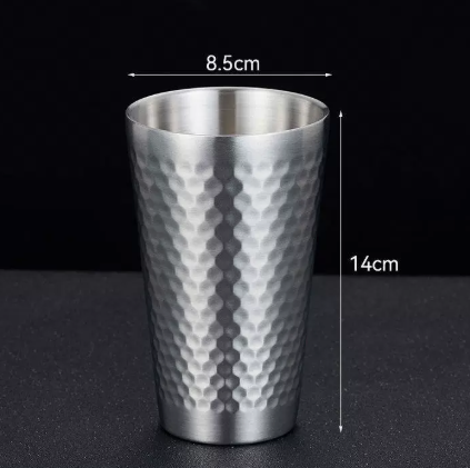 Silver Hammered 304 Stainless Steel Double Wall Tumbler