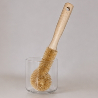 Coconut Coir Brush Small Cup Cleaning Brush Wooden Handle Bottle Brush Glass Cup Scrubber Pot Brush