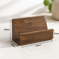 Solid Wood Business Card Holder – Minimalist Desk Name Card Stand, Office Tabletop Card Display Rack for Reception