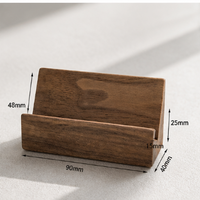 Solid Wood Business Card Holder – Minimalist Desk Name Card Stand, Office Tabletop Card Display Rack for Reception
