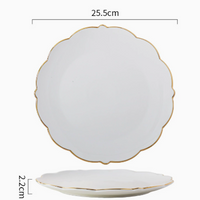 Gold Rim Ceramic Steak Plate, Elegant Ceramic Dinner Plate