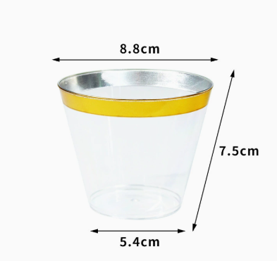 9 oz Silver Foil Plastic Cups, Metallic Disposable Party Cups