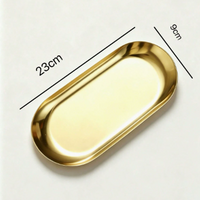 Gold Stainless Steel Oval Jewelry Tray