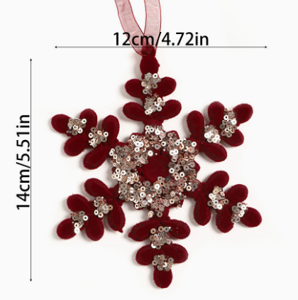 Christmas Glitter Velvet Wreath and Bow Hanging Ornaments