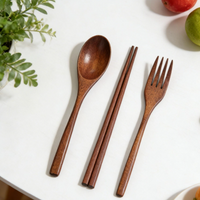 Wooden Cutlery Set with Spoon Fork and Chopsticks
