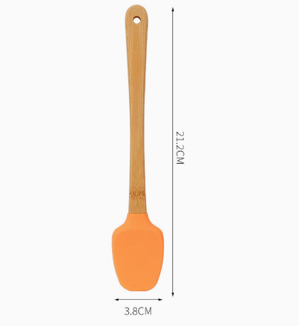 Mini Silicone Baking Spatula with Wooden Handle