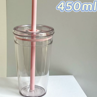 Colorful Glass Tumbler with Lid and Straw 450ml
