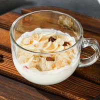 Clear Glass Breakfast Milk Mug with Handle