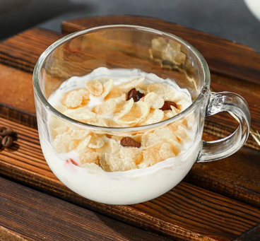 Clear Glass Breakfast Milk Mug with Handle