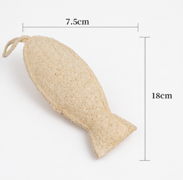 Natural Loofah Bath Scrubber – Cartoon Shower Sponge with Hanging Strap, Exfoliating Body Wash Pad for Adults & Kids