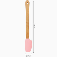 Mini Silicone Baking Spatula with Wooden Handle