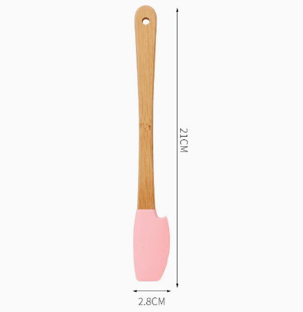 Mini Silicone Baking Spatula with Wooden Handle
