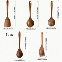 Acacia Wood Cooking Utensil Set, 5-Piece Wooden Spatula Set
