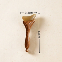 Natural Wood Facial Gua Sha Massage Tool Horn Shape Acupressure Scraper