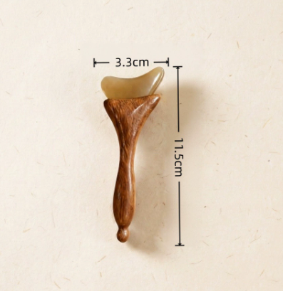 Natural Wood Facial Gua Sha Massage Tool Horn Shape Acupressure Scraper