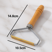 Wooden Handle Lint Remover – Double-Sided Metal Fabric Shaver Brush for Wool Coats