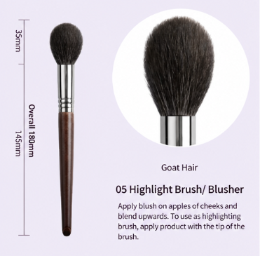 Professional Makeup Brush Set – Soft Wool Powder Brush, Blush Brush, Highlight Brush & Foundation Brush with Wooden Handle