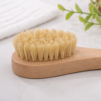 Short Handle Pig Bristle Facial Cleansing Brush Pore Cleaning Small Face Brush Bath Body Scrub Brush