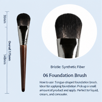 Professional Makeup Brush Set – Soft Wool Powder Brush, Blush Brush, Highlight Brush & Foundation Brush with Wooden Handle