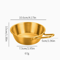 Gold 304 Stainless Steel Rice Wine Bowl with Handle