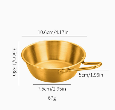 Gold 304 Stainless Steel Rice Wine Bowl with Handle