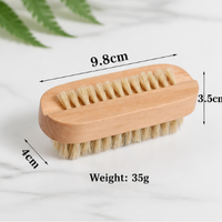 Natural Wooden Pig Bristle Nail Cleaning Brush Exfoliating Hand Scrub Brush Soft Bristle Hand Wash Brush