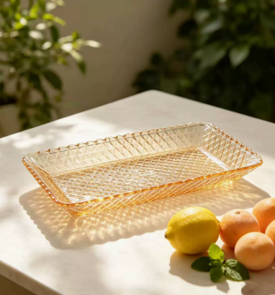 Rectangular Glass Cake Serving Plate
