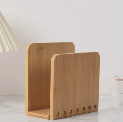 Bamboo Expandable Napkin Holder Adjustable Wooden Tissue Organizer