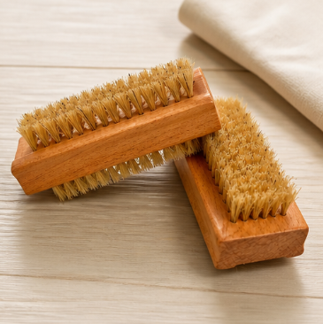 Natural Wooden Pig Bristle Nail Cleaning Brush Exfoliating Hand Scrub Brush Soft Bristle Hand Wash Brush