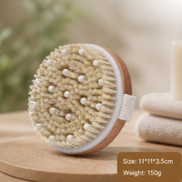 Pig Bristle Long Handle Bath Brush Shower Brush Body Scrubber Dry Brush Back Scrubber Exfoliating Cleaning Brush