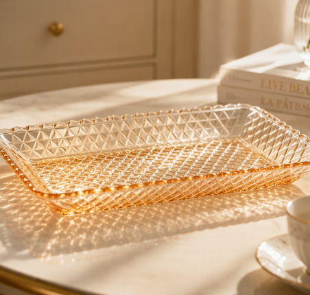Rectangular Glass Cake Serving Plate