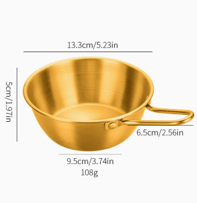 Gold 304 Stainless Steel Rice Wine Bowl with Handle