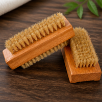 Natural Wooden Pig Bristle Nail Cleaning Brush Exfoliating Hand Scrub Brush Soft Bristle Hand Wash Brush