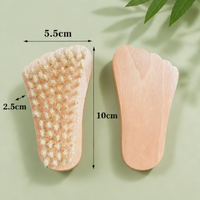Natural Wooden Pig Bristle Nail Cleaning Brush Exfoliating Hand Scrub Brush Soft Bristle Hand Wash Brush