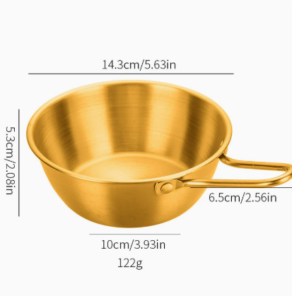 Gold 304 Stainless Steel Rice Wine Bowl with Handle