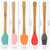 Mini Silicone Baking Utensil Set with Wooden Handles