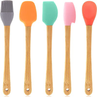 Mini Silicone Baking Utensil Set with Wooden Handles