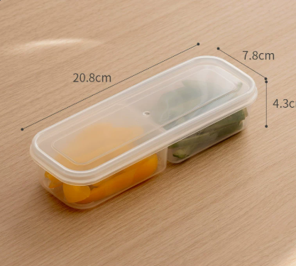 Slim Divided Refrigerator Food Storage Container with Lid