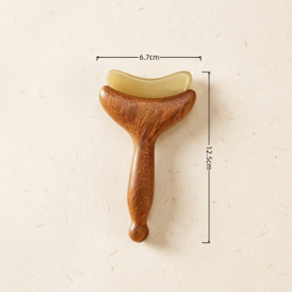 Natural Wood Facial Gua Sha Massage Tool Horn Shape Acupressure Scraper