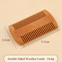 Double-Sided Peach Wood Comb Fine Tooth Dense Comb Beard Mustache Grooming Brush