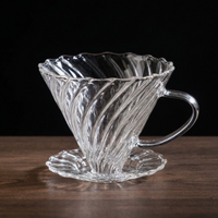 Clear Spiral Pour Over Coffee Filter Cup with Handle